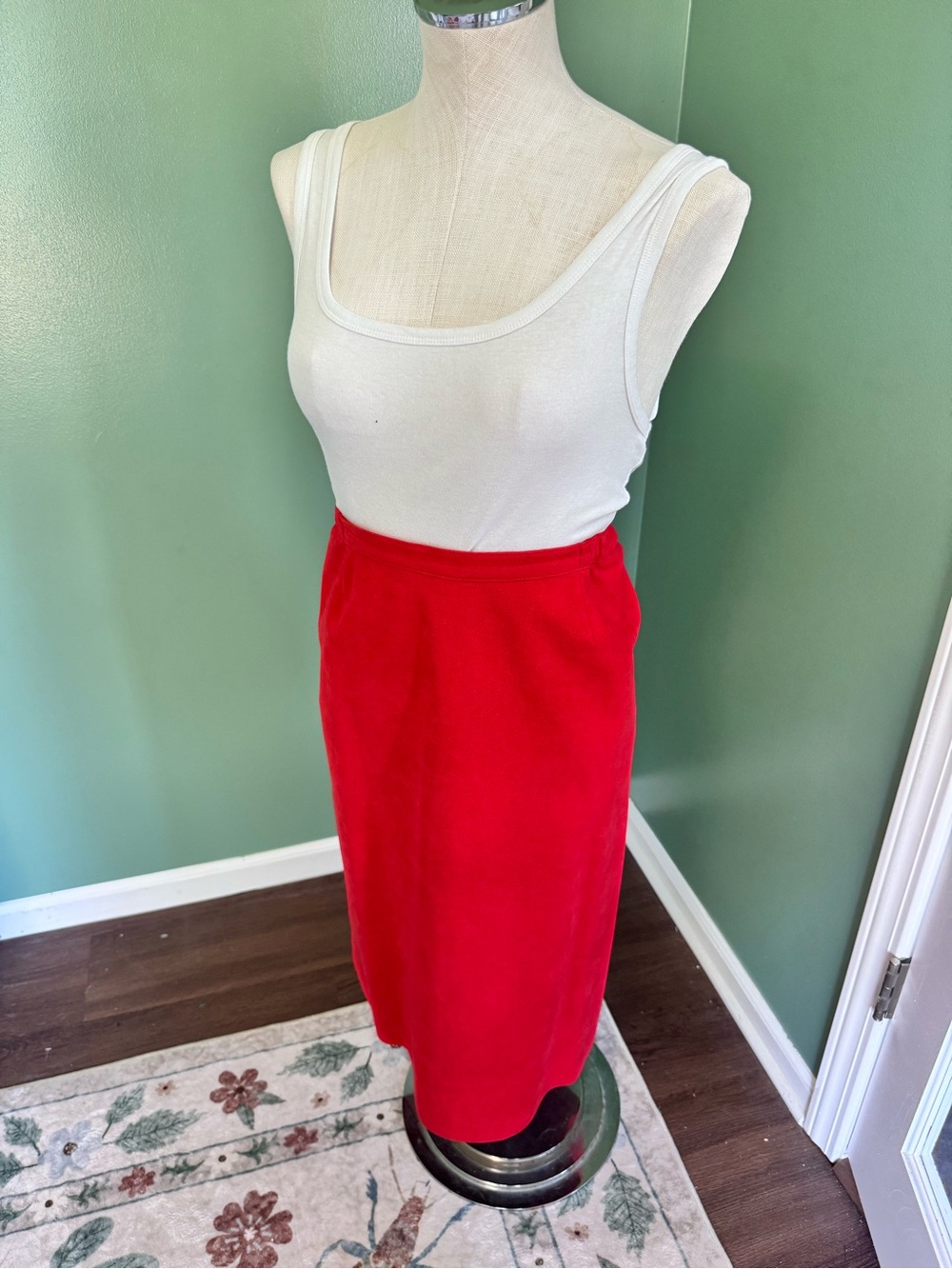 Women’s Red Suede Pencil Skirt